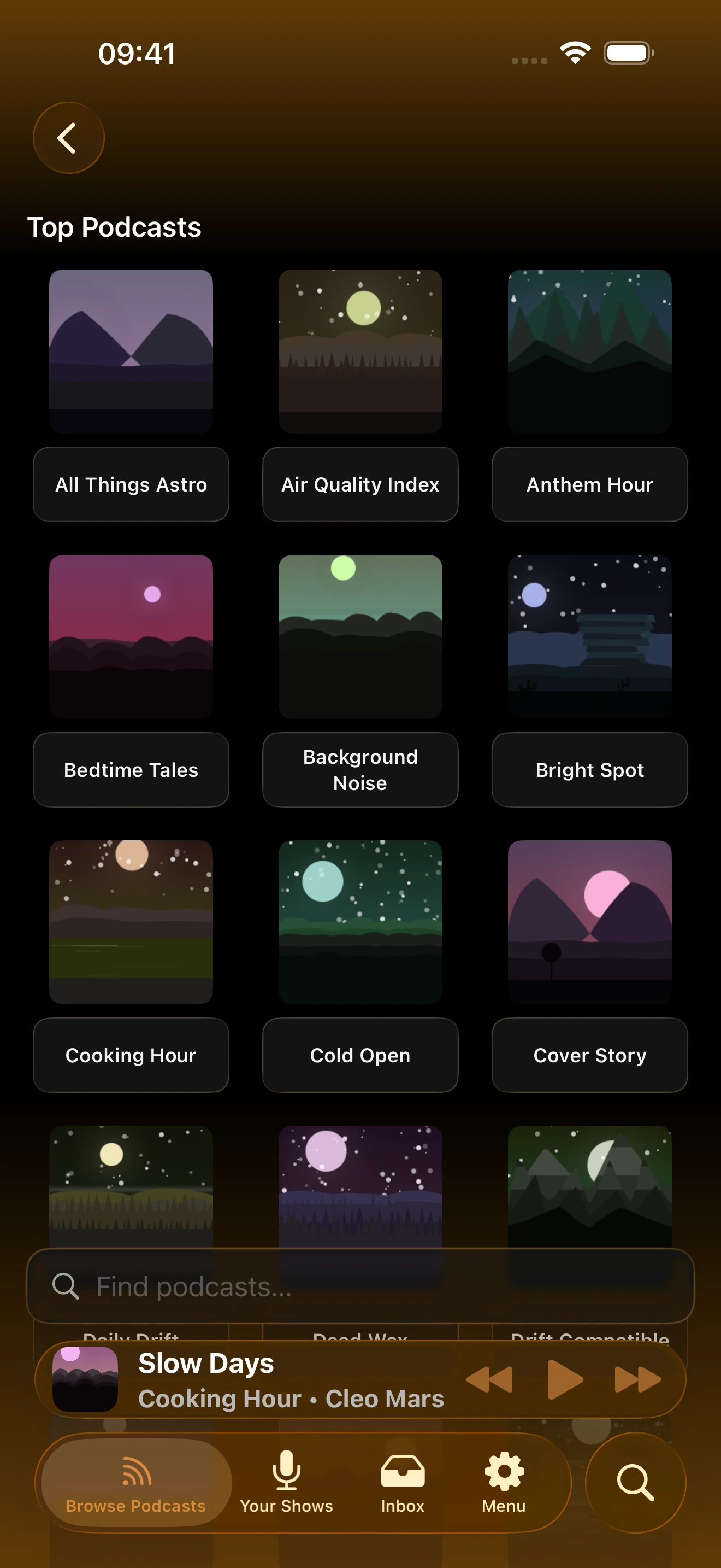 GilloCast Your Shows library grid